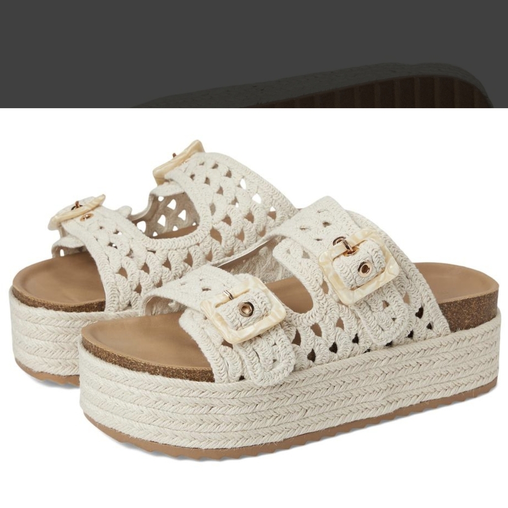 Madden Girl Cream Crochet Platform Sandals